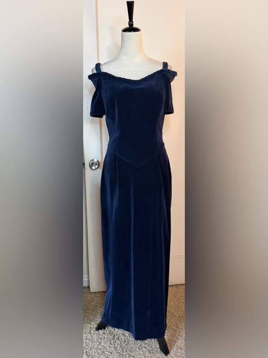 Watters Dresses & Skirts - Watters Midnight Blue Velvet Off the Shoulder Maxi Dress Wedding Event Formal